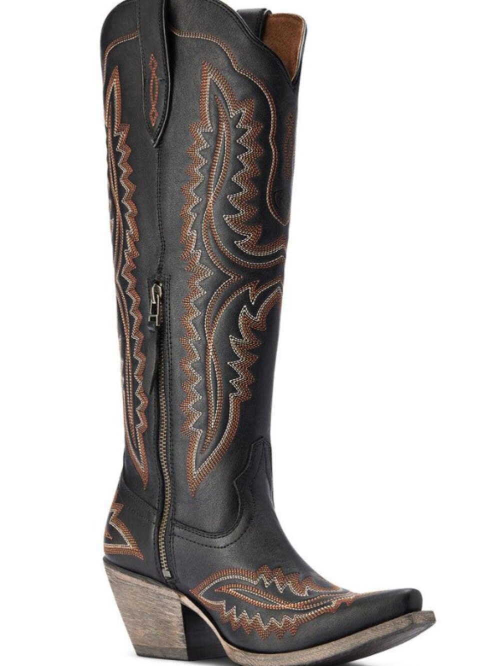 Ariat Black Leather Embroidered Western Cowboy Boots